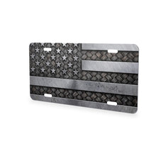 Rustic Steel American Flag aluminum front license plate
