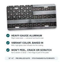 Rustic Steel American Flag aluminum front license plate