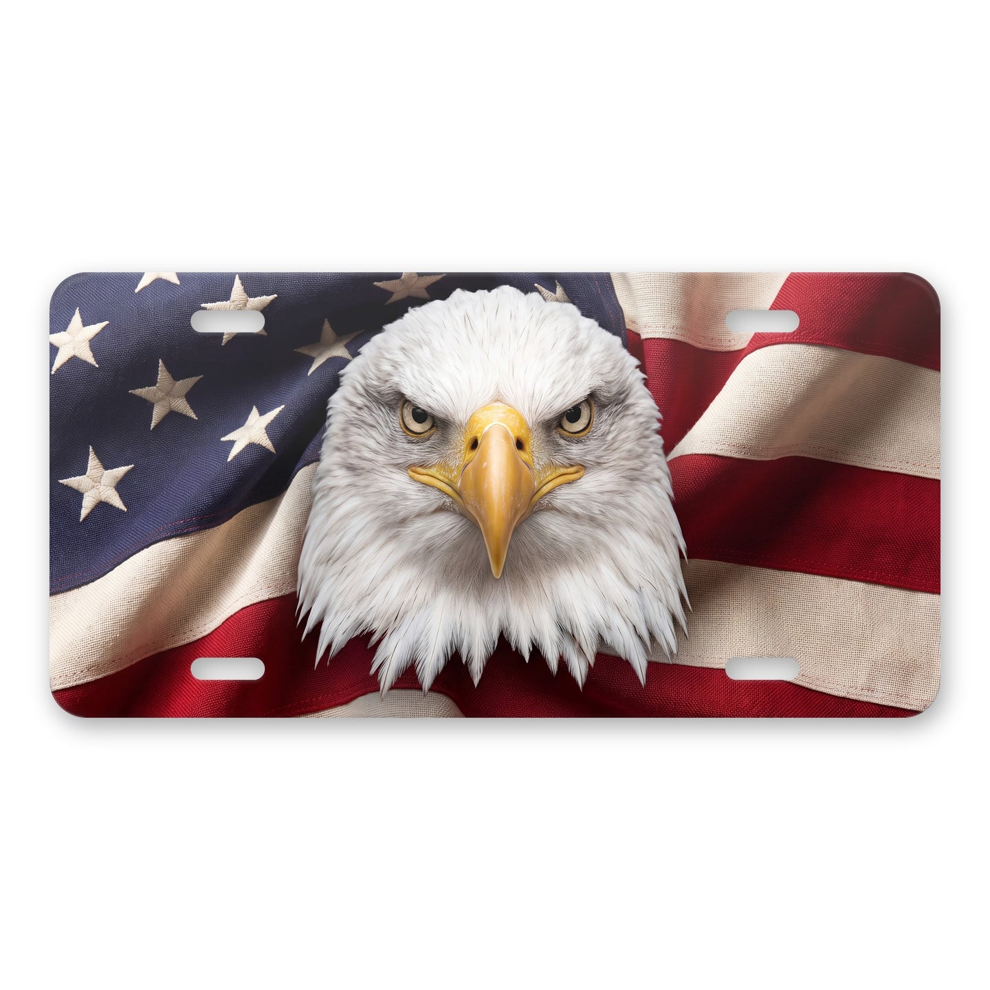 Patriotic Eagle & Flag aluminum front license plate