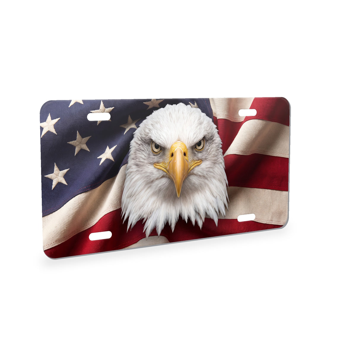 Patriotic Eagle & Flag aluminum front license plate