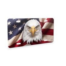 Patriotic Eagle & Flag aluminum front license plate