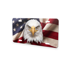 Patriotic Eagle & Flag aluminum front license plate