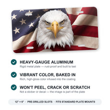 Patriotic Eagle & Flag aluminum front license plate