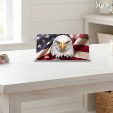 Patriotic Eagle & Flag aluminum front license plate