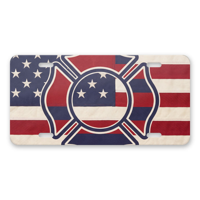 Firefighter Maltese Flag aluminum front license plate