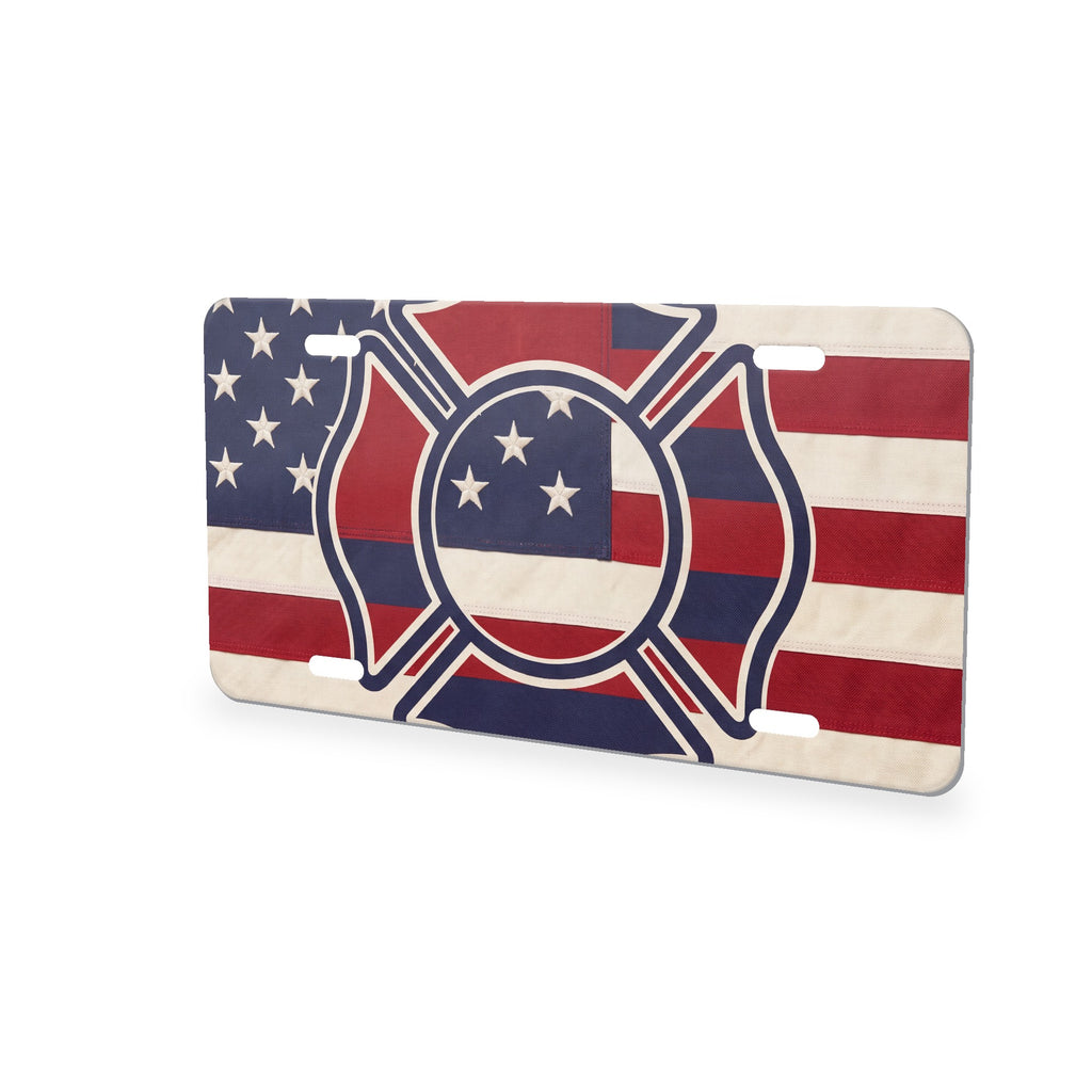 Firefighter Maltese Flag aluminum front license plate