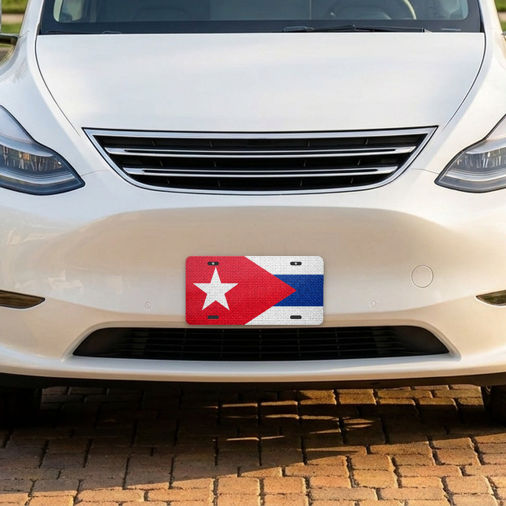 Cuba Flag Pride aluminum front license plate