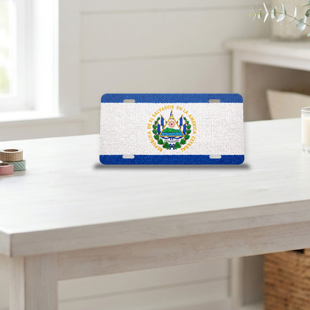 El Salvador Flag Pride aluminum front license plate
