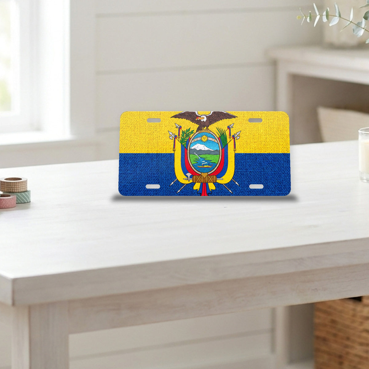 Ecuador Flag Pride aluminum front license plate