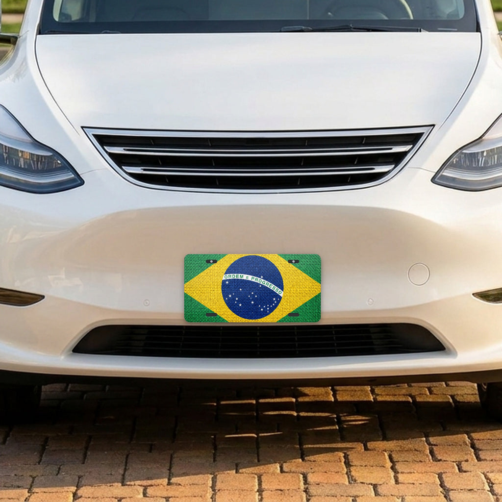 Brazil Flag Pride aluminum front license plate