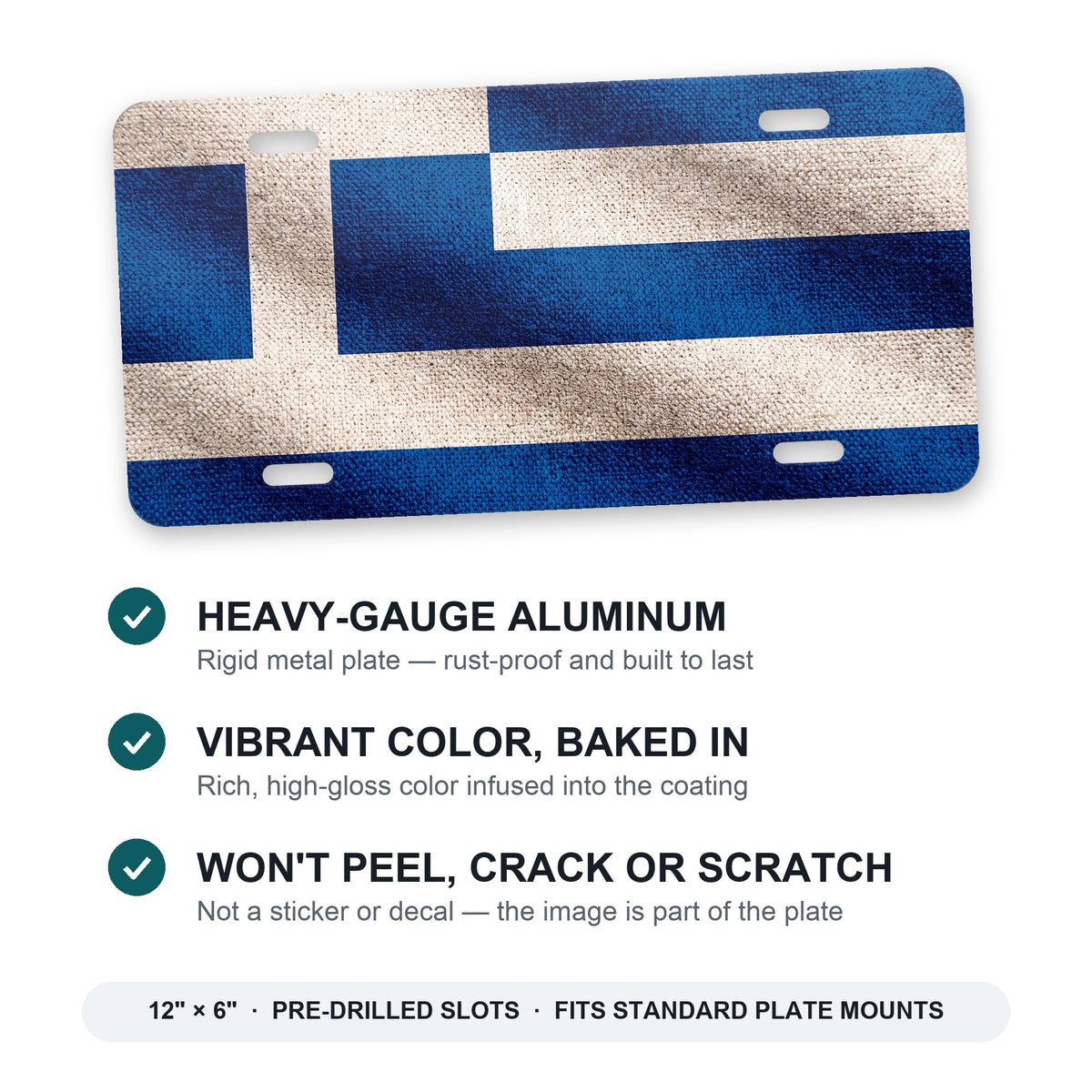 Greece Flag Pride aluminum front license plate