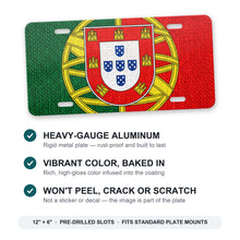 Portugal Flag Pride aluminum front license plate