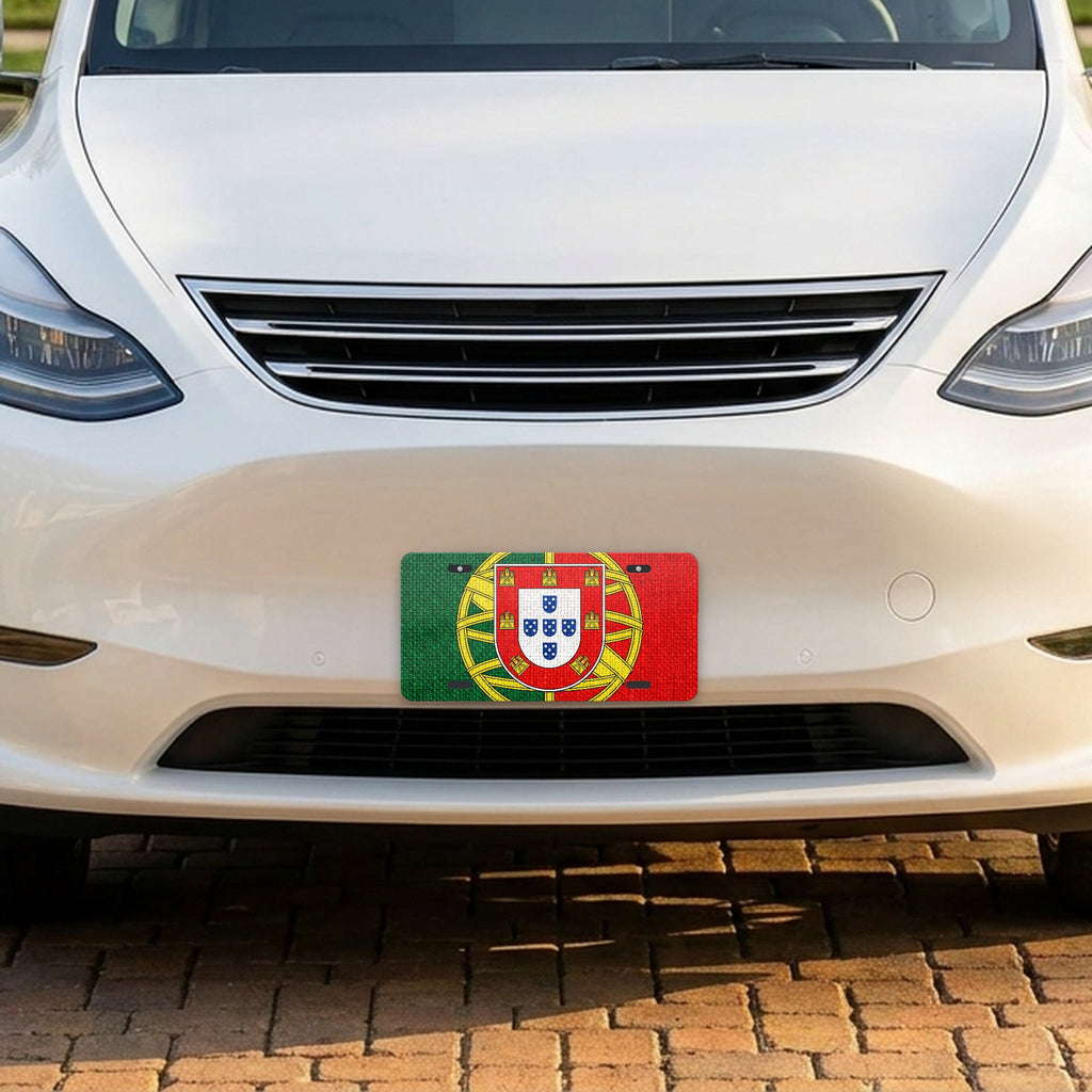 Portugal Flag Pride aluminum front license plate