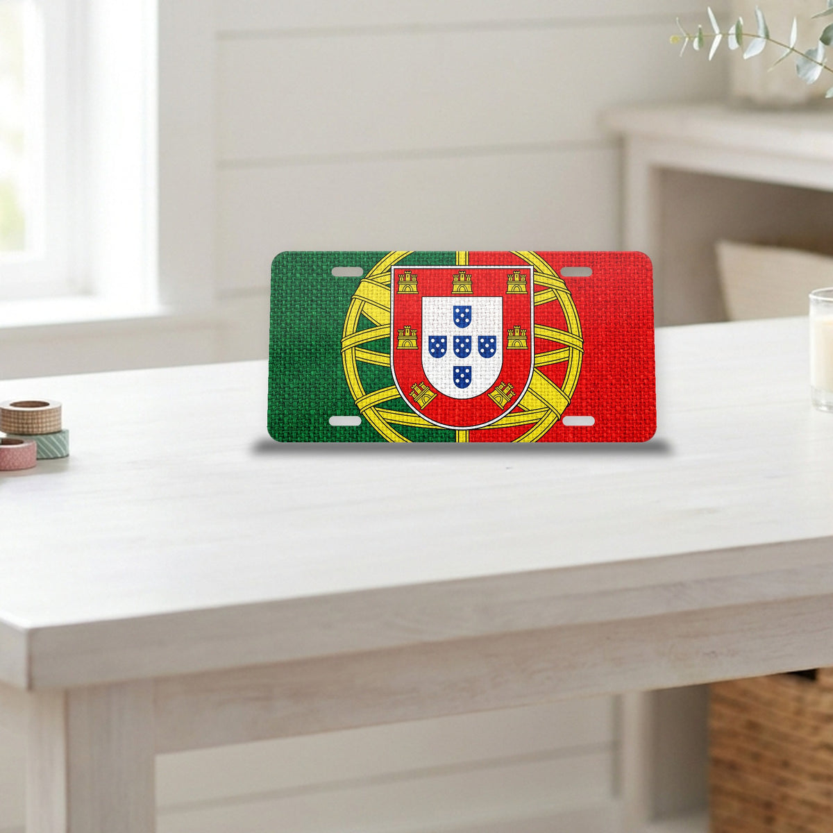Portugal Flag Pride aluminum front license plate