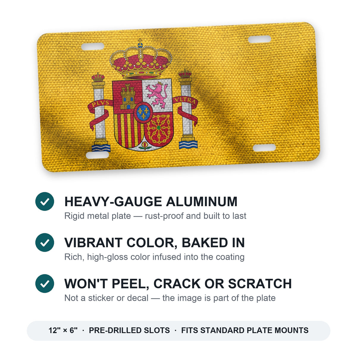 Spain Flag Pride aluminum front license plate