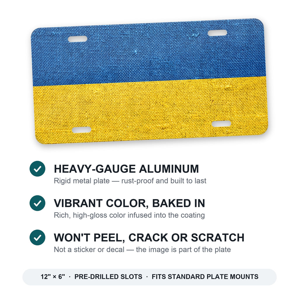Ukraine Flag Pride aluminum front license plate