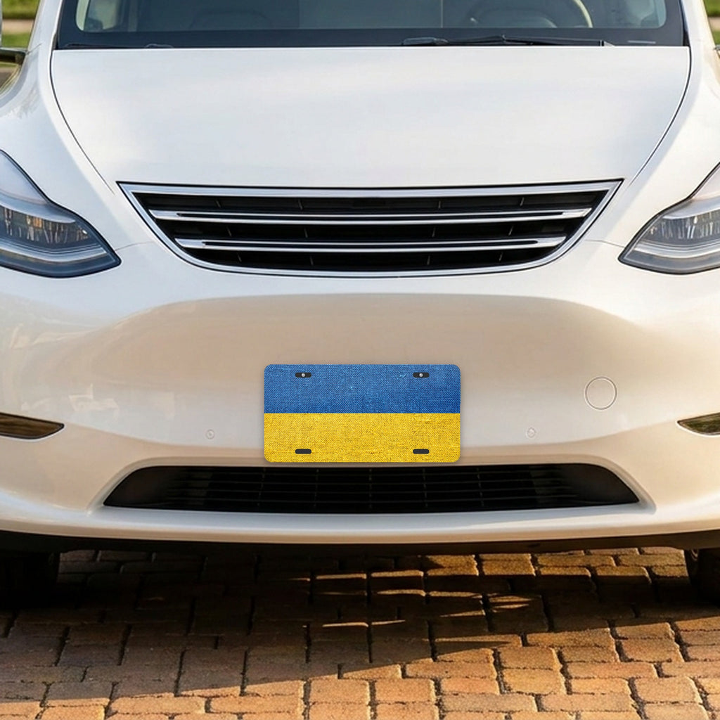 Ukraine Flag Pride aluminum front license plate