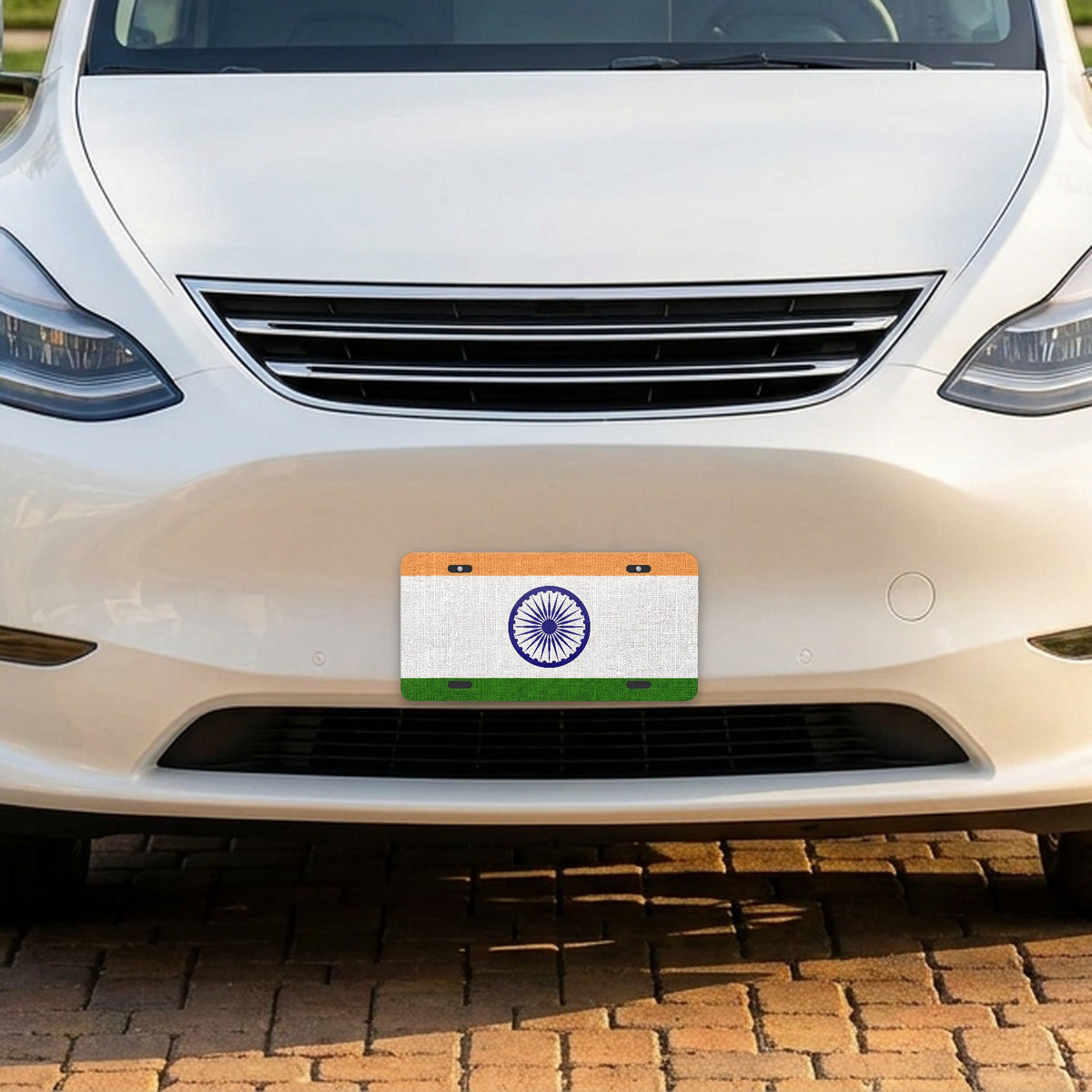 India Flag Pride aluminum front license plate