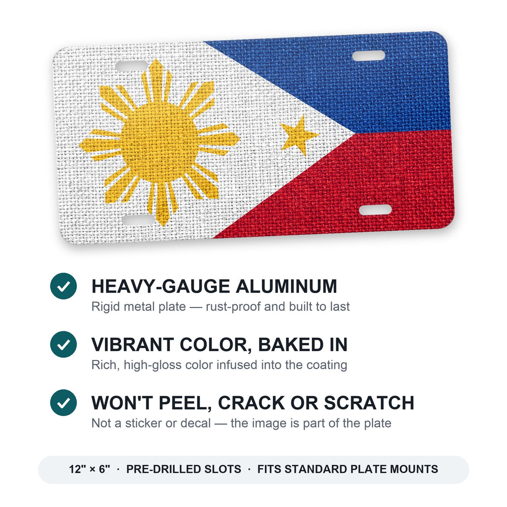 Philippines Flag Pride aluminum front license plate