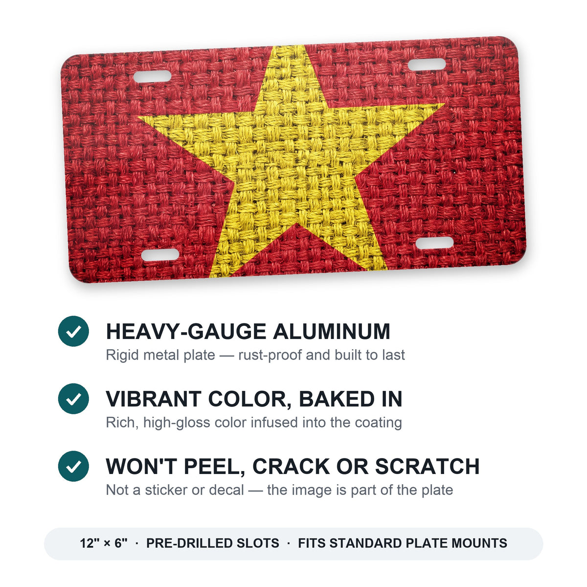 Vietnam Flag Pride aluminum front license plate