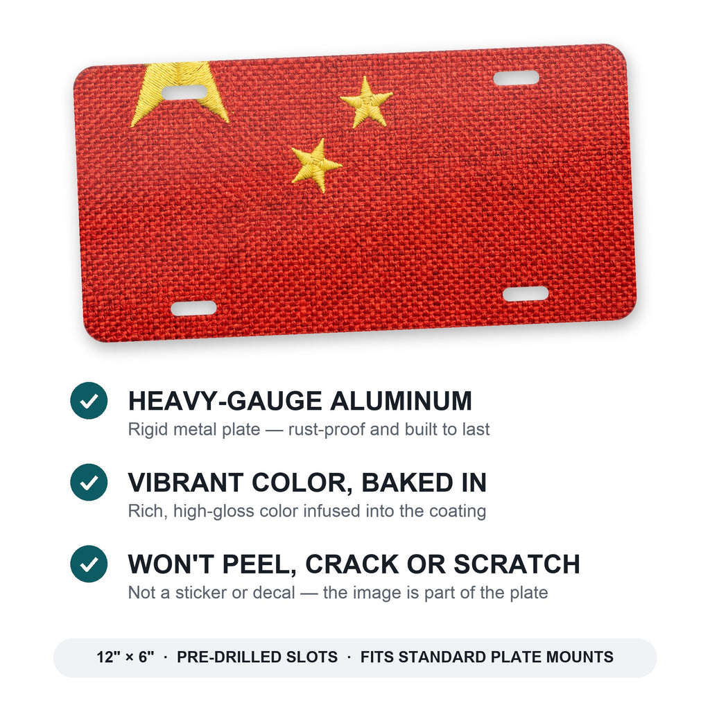China Flag Pride aluminum front license plate