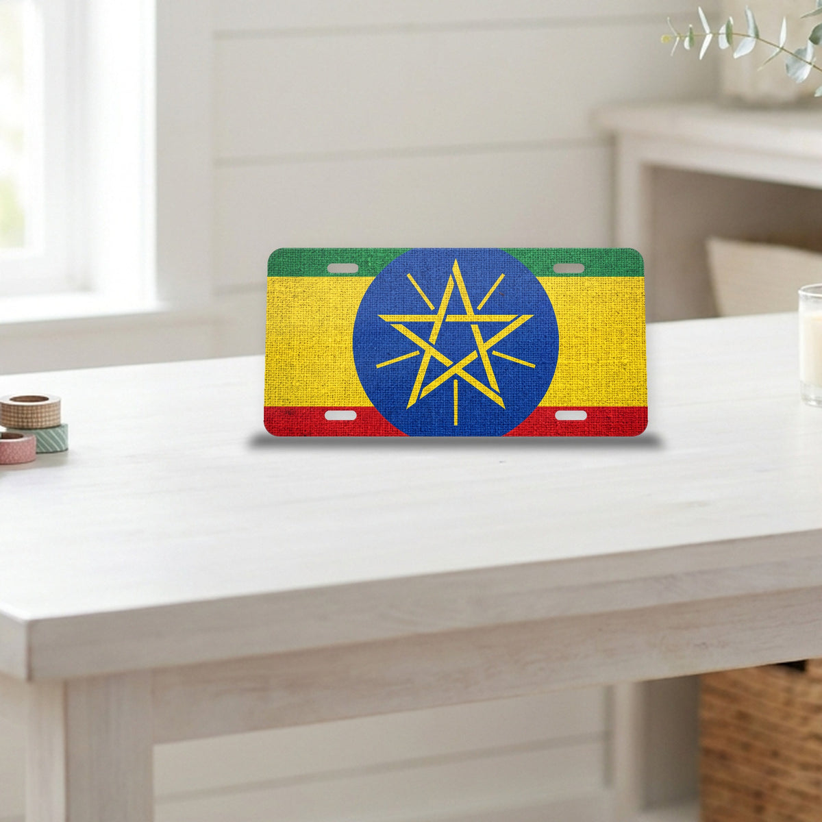 Ethiopia Flag Pride aluminum front license plate