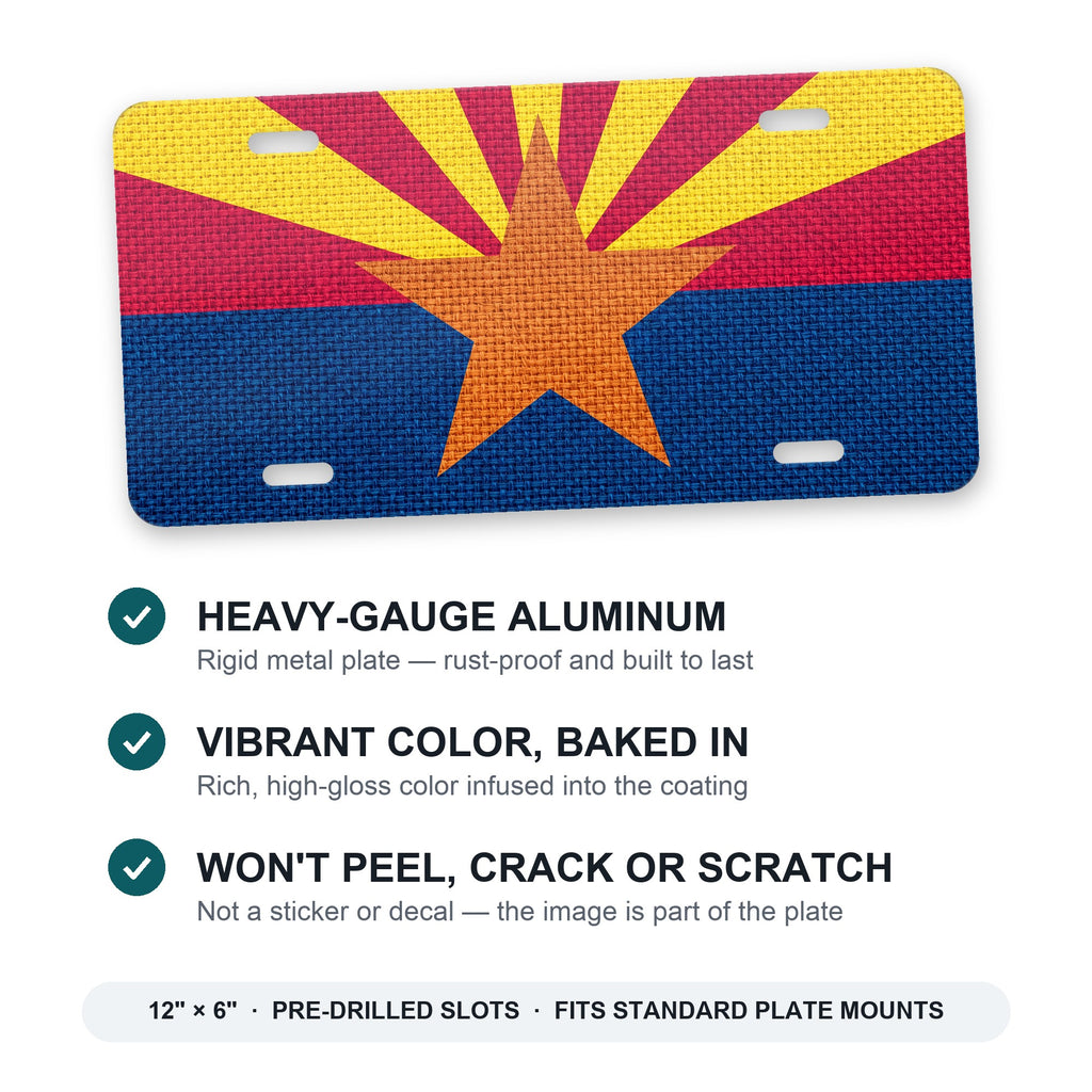 Arizona State Flag aluminum front license plate