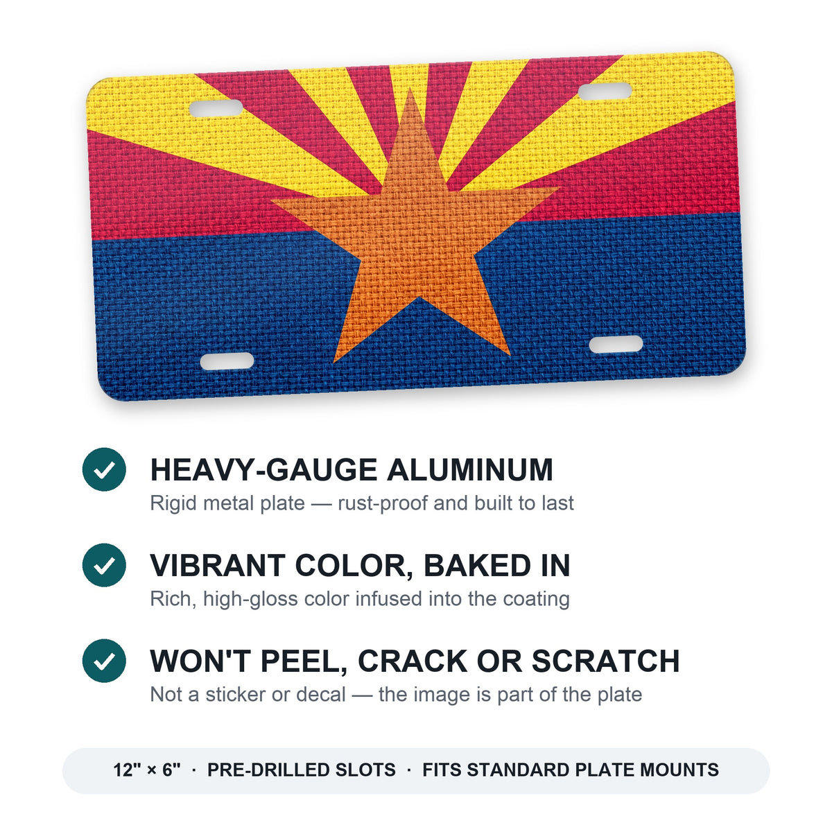 Arizona State Flag aluminum front license plate