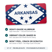 Arkansas State Flag aluminum front license plate