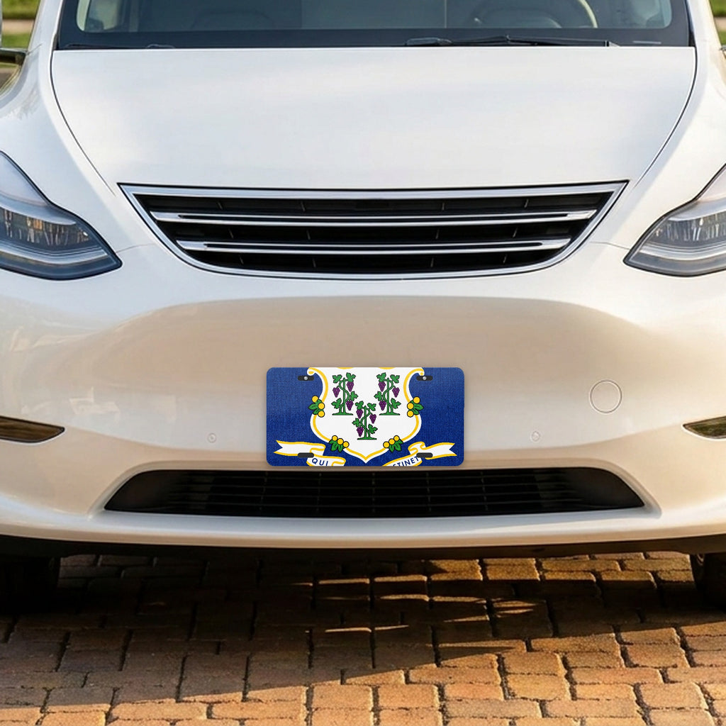 Connecticut State Flag aluminum front license plate