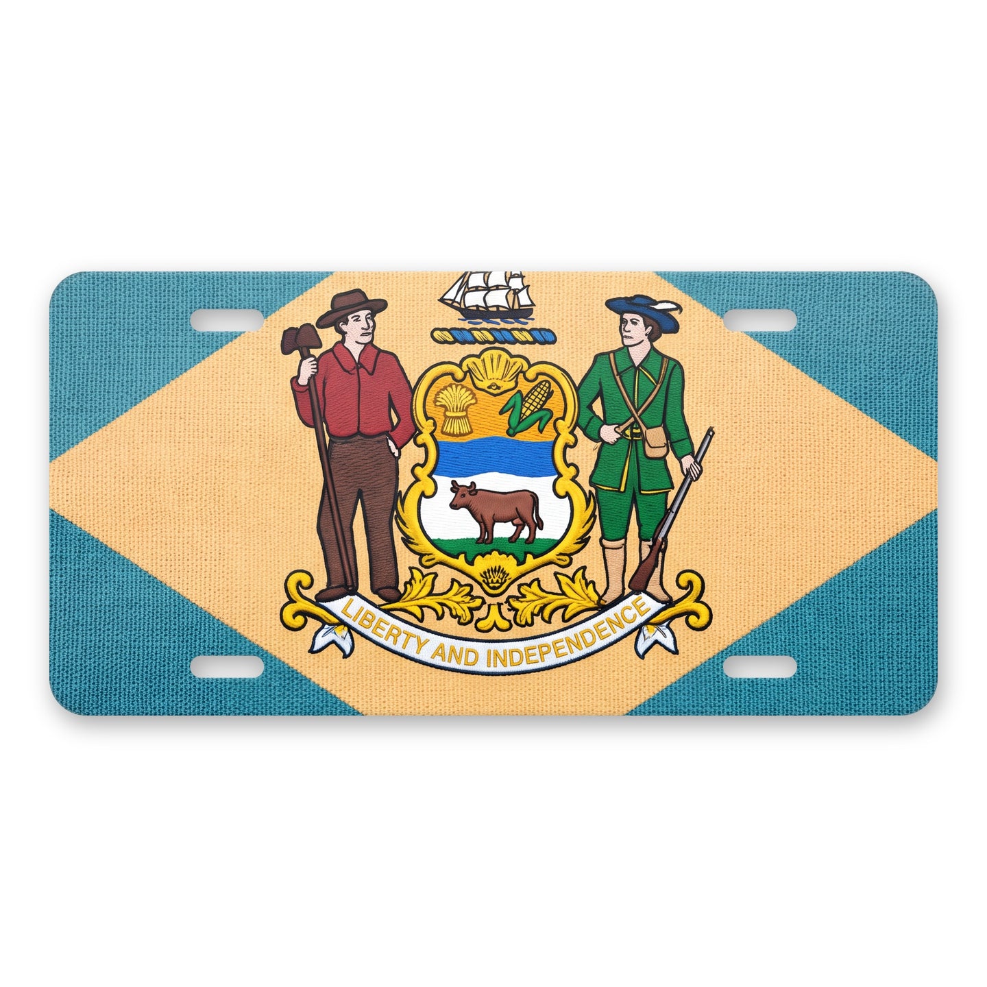Delaware State Flag aluminum front license plate