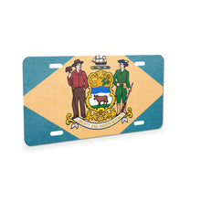 Delaware State Flag aluminum front license plate