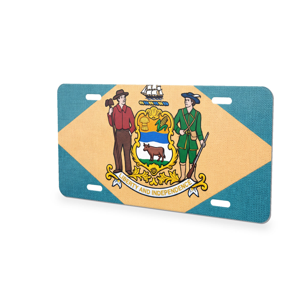 Delaware State Flag aluminum front license plate
