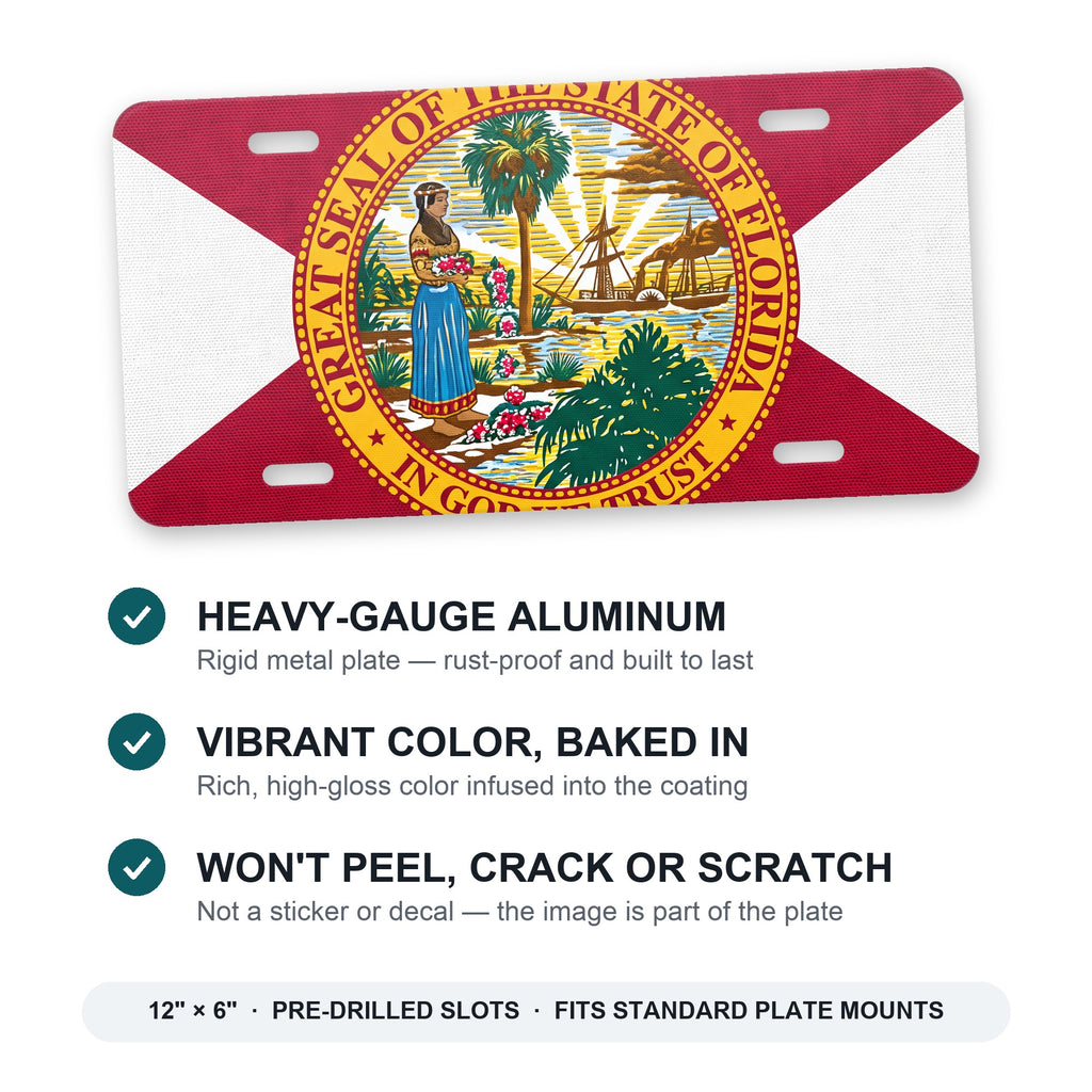 Florida State Flag aluminum front license plate