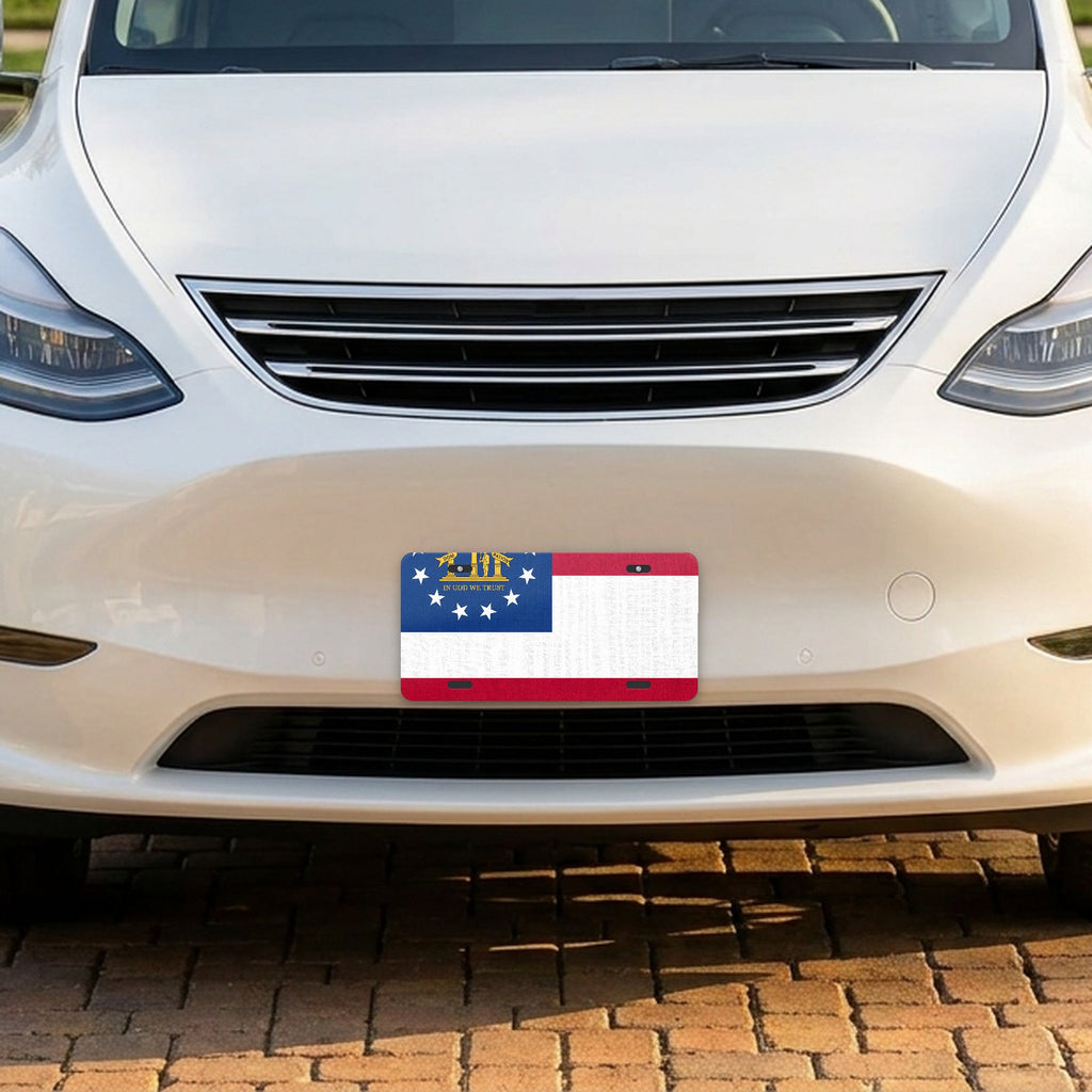 Georgia State Flag aluminum front license plate