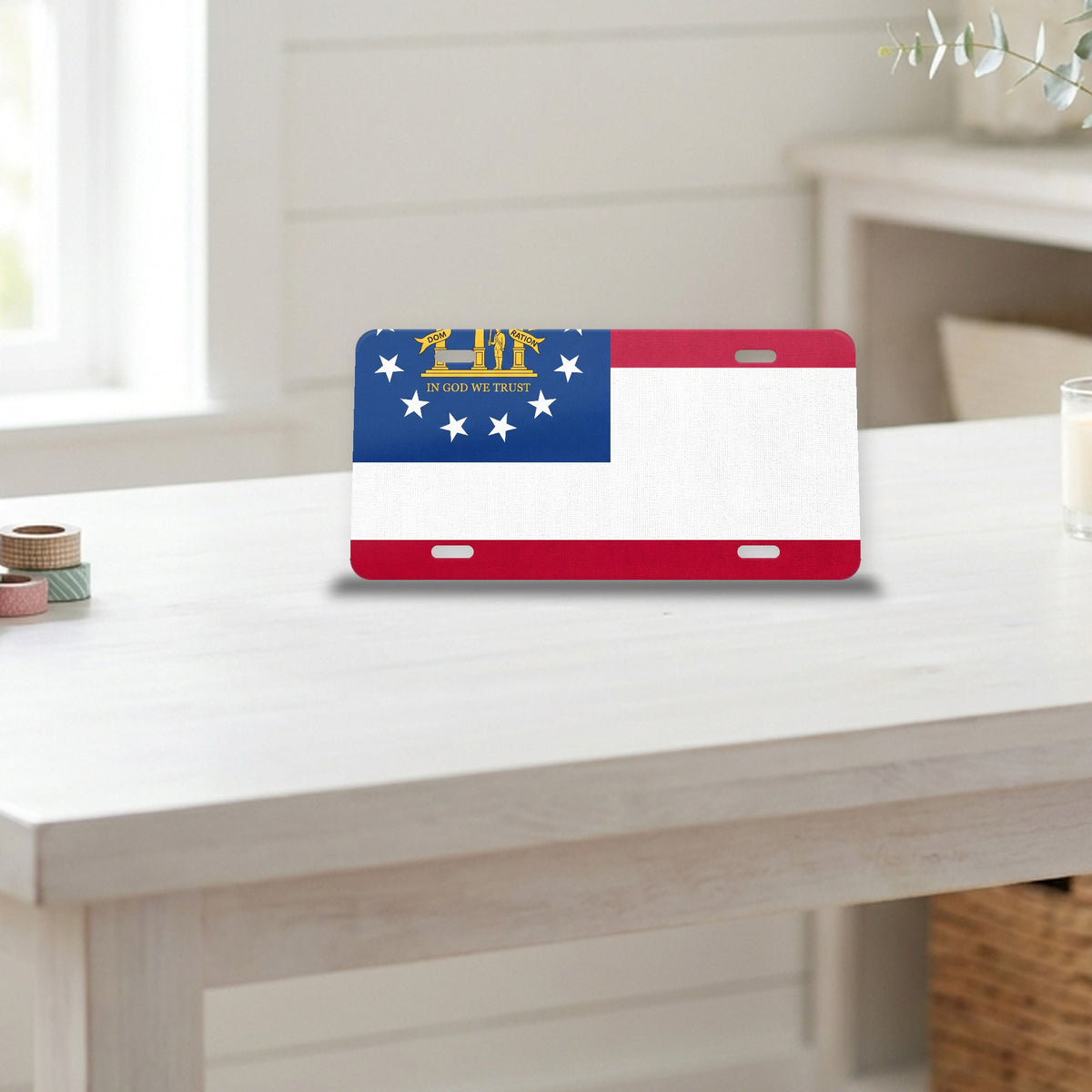 Georgia State Flag aluminum front license plate