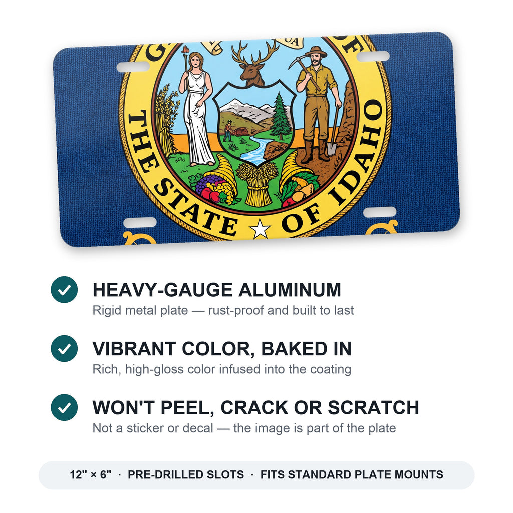 Idaho State Flag aluminum front license plate