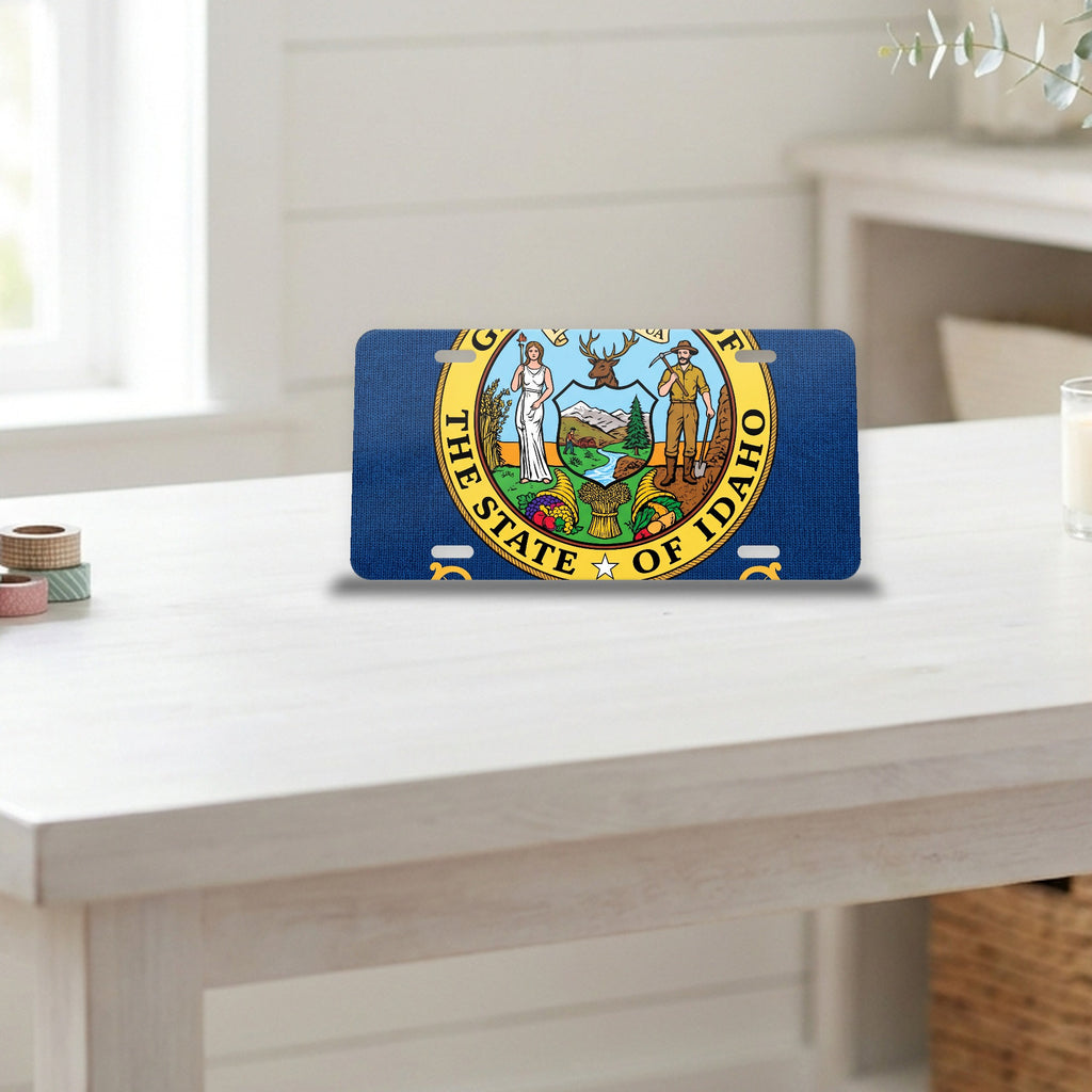 Idaho State Flag aluminum front license plate