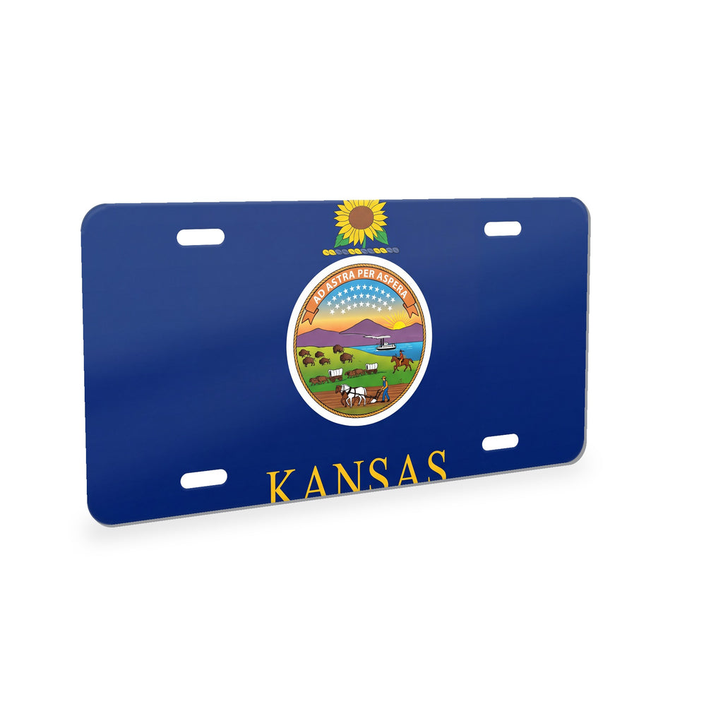 Kansas State Flag aluminum front license plate