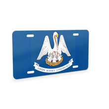 Louisiana State Flag aluminum front license plate