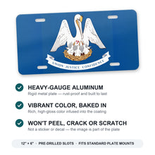 Louisiana State Flag aluminum front license plate