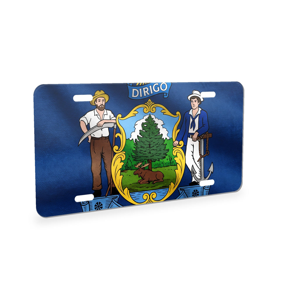 Maine State Flag aluminum front license plate