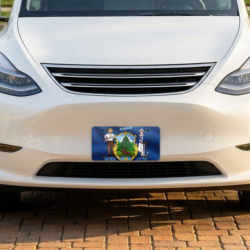 Maine State Flag aluminum front license plate