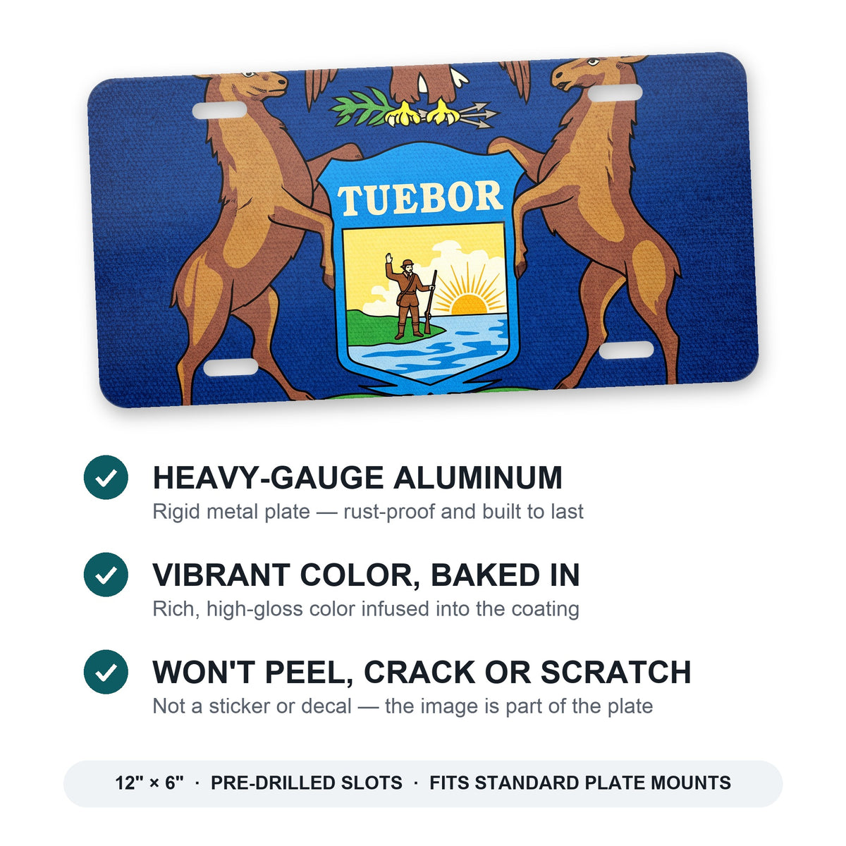 Michigan State Flag aluminum front license plate