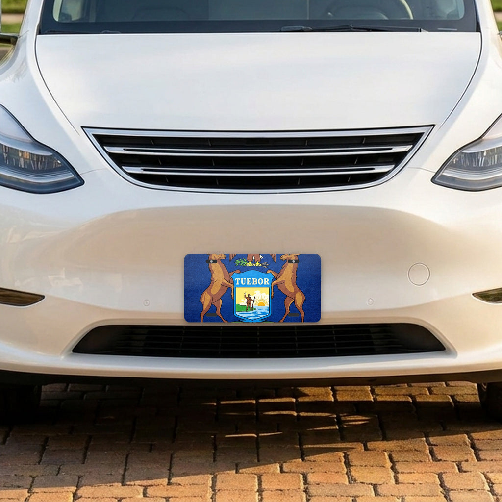 Michigan State Flag aluminum front license plate