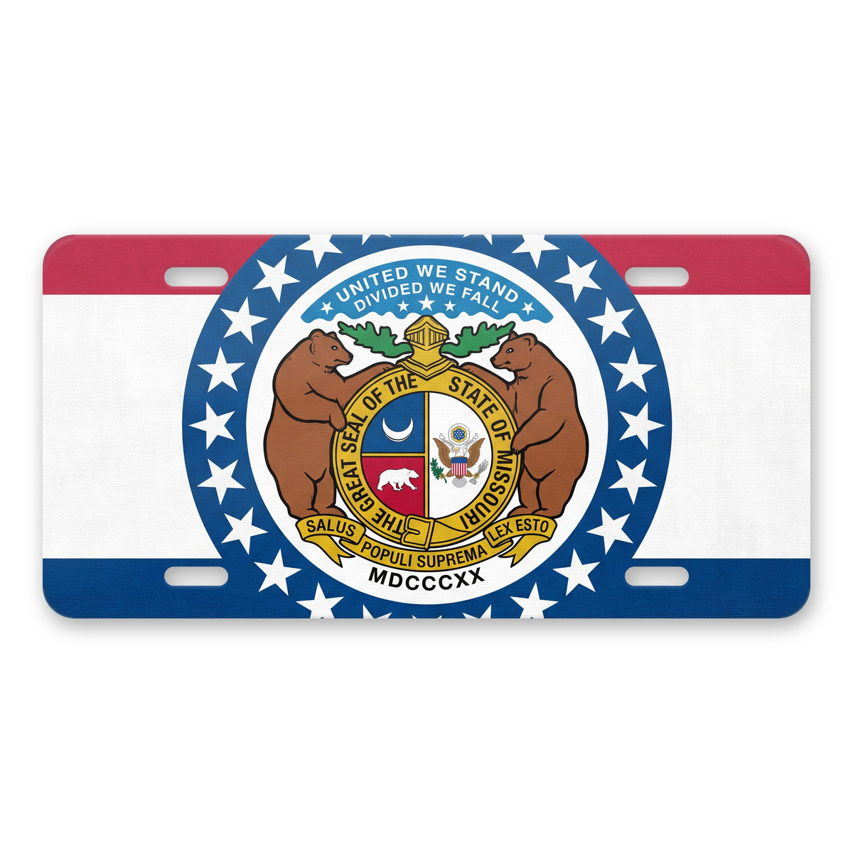 Missouri State Flag aluminum front license plate