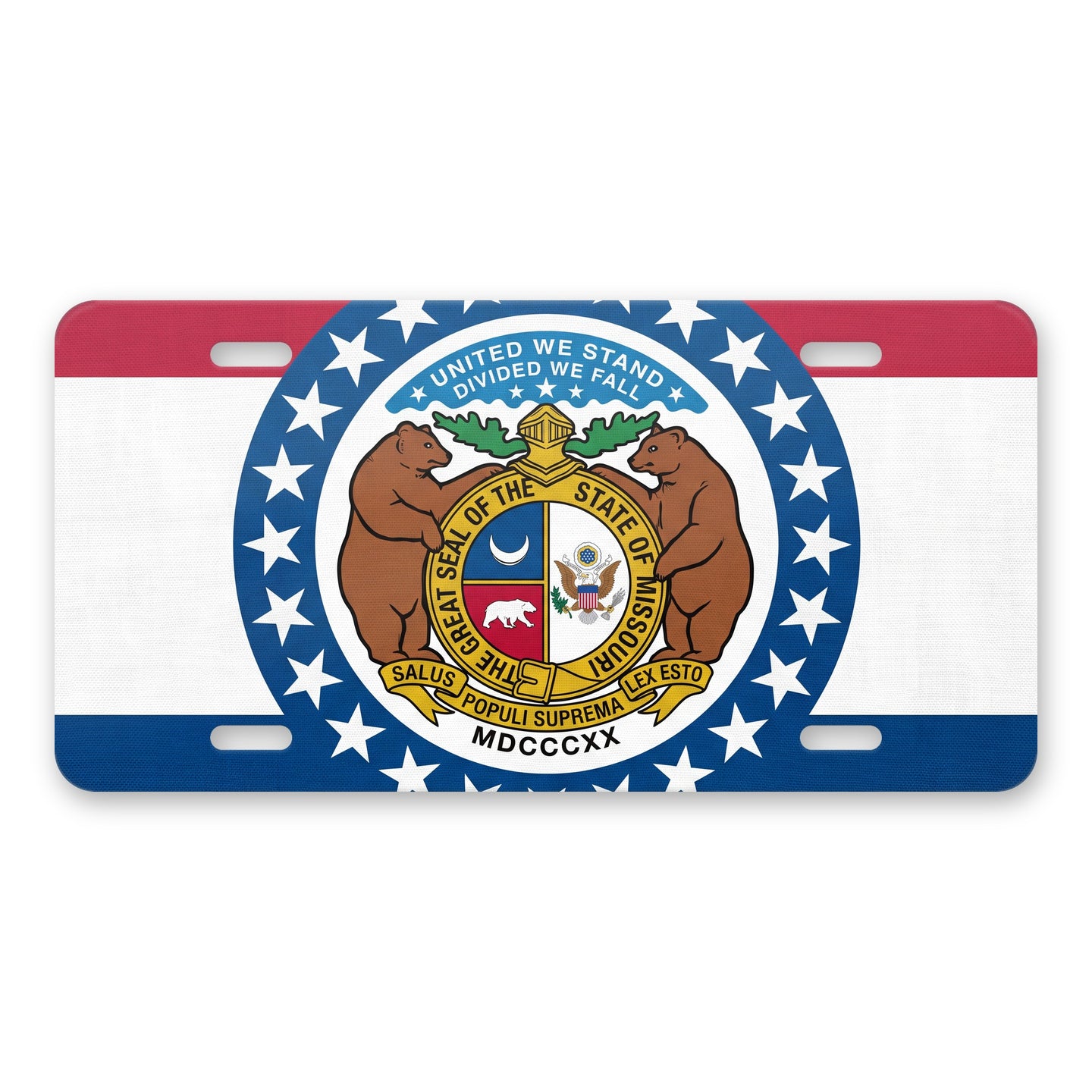 Missouri State Flag aluminum front license plate