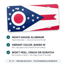 Ohio State Flag aluminum front license plate