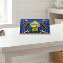 Pennsylvania State Flag aluminum front license plate