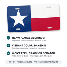 Texas State Flag aluminum front license plate